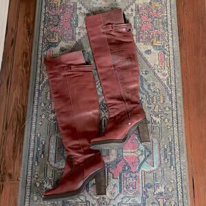 NWOB Free People Novak OTK over the knee leather heeled boots sz 39